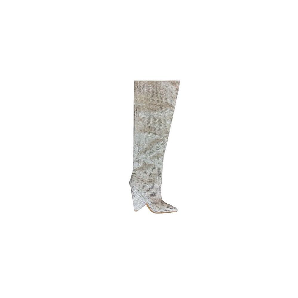 Women's Silver Rhinestone Over-the-Knee Stiletto Boots Size 7,5 - Picture 6 of 14